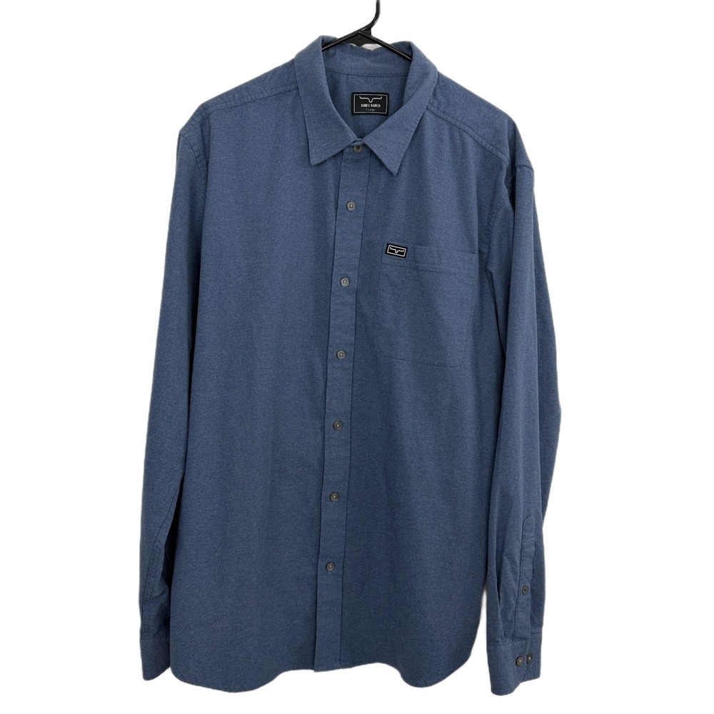Kimes Ranch Shirt Mens Large Blue Western Long Sleeve Button Up Coolmax Cowboy